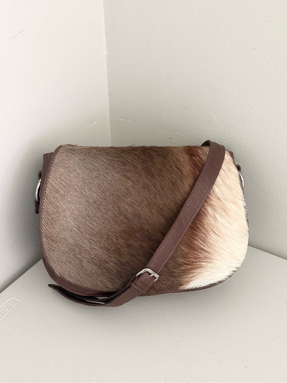 FSP Collection Genuine Cowhide Hair-On Leather Crossbody Saddle Bag Western Boho